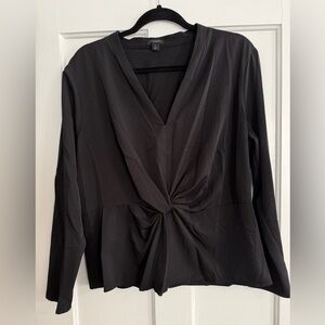 Ann Taylor Factory Black Twist Front Blouse XL